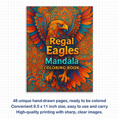 Regal Eagles Mandala Coloring Pages – 60 Bold Line Art Designs for Adults