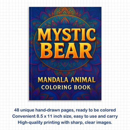 Mystic Bear Coloring Pages – 48 Mandala Animal Designs for Adults