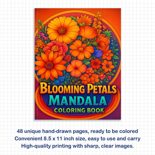 Blooming Petals Mandala Coloring Pages – 48 Detailed Flower Patterns for Adults