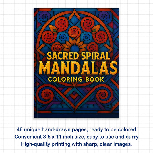Sacred Spiral Mandalas Coloring Pages – 48 Hypnotic Geometric Art for Adults