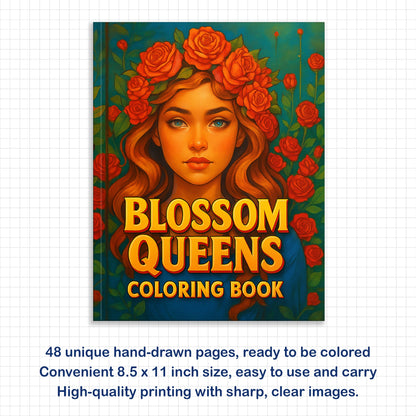 Blossom Queens Coloring Pages – 48 Floral Portraits of Black Women for Adults