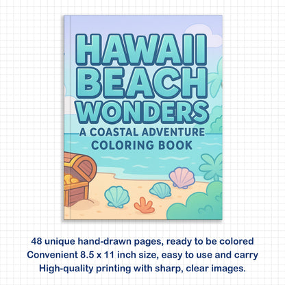 Hawaii Beach Wonders Coloring Pages – 48 Seaside Treasures and Fun Castles for Kids