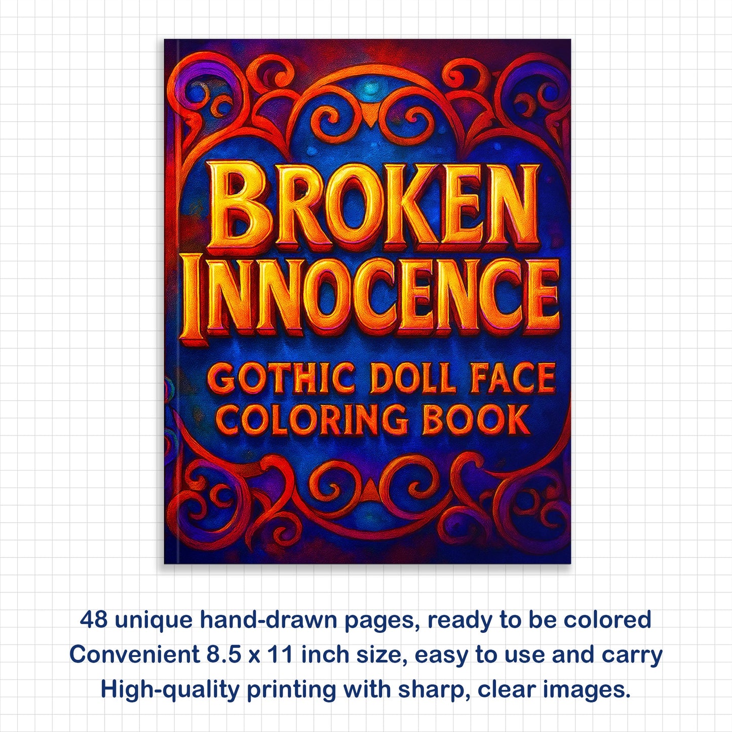 Broken Innocence Coloring Pages – 48 Pages – Creepy Doll Portraits, Cracked Porcelain Faces & Gothic Aesthetic – For Adults