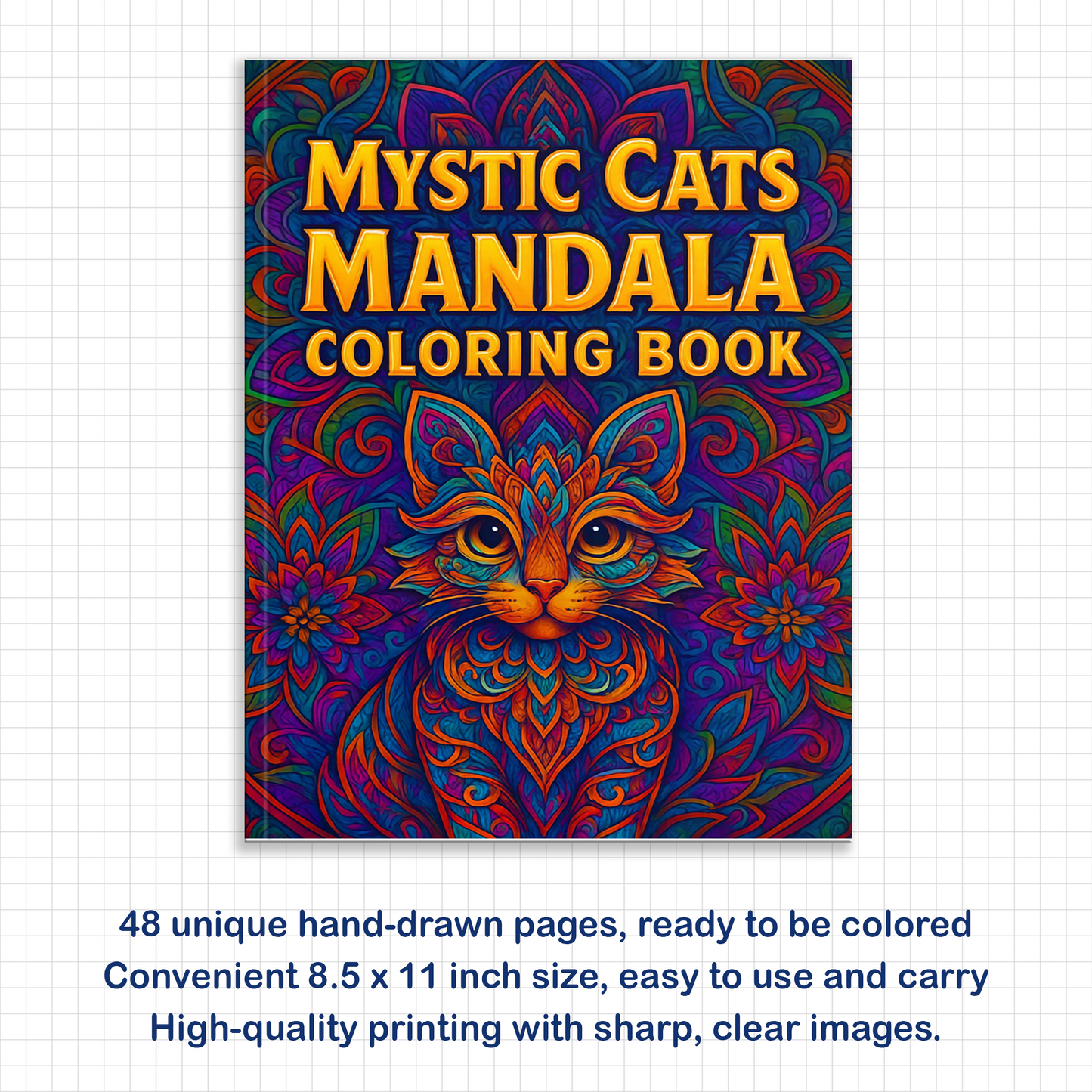 Mystic Cats Mandala Coloring Pages – 48 Intricate Designs for Adults