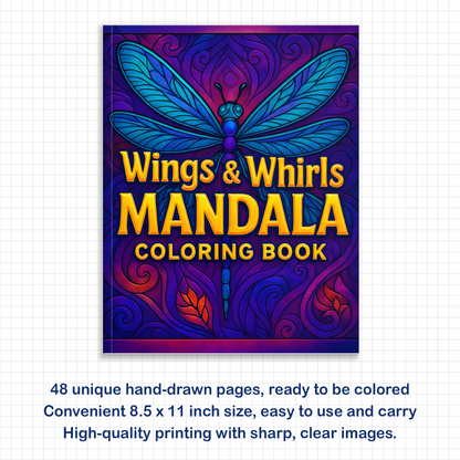 Wings & Whirls Mandala Coloring Pages – 48 Intricate Designs for Adults