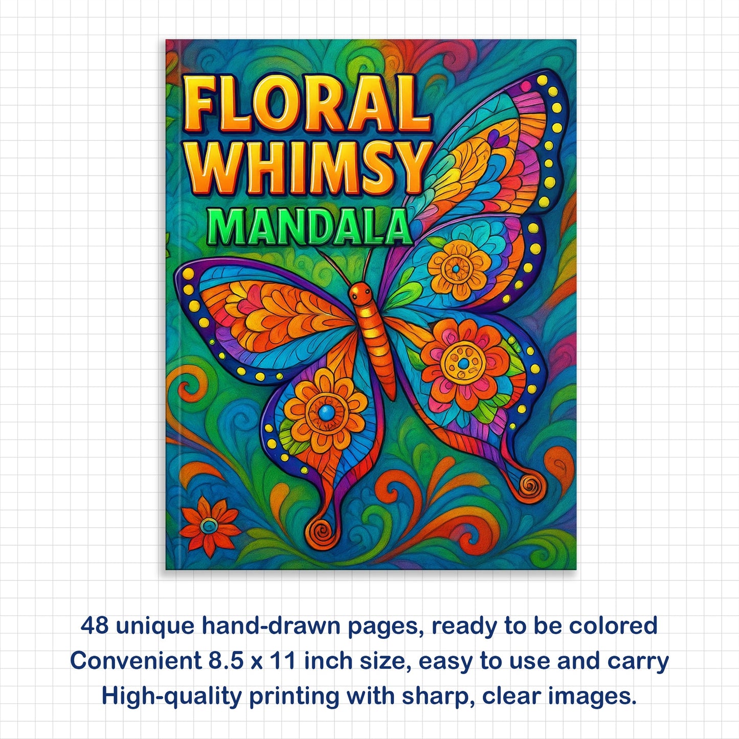 Floral Whimsy Mandala Coloring Pages – 48 Intricate Designs for Adults