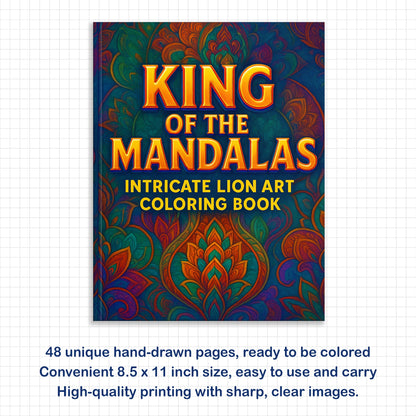 King of the Mandalas Coloring Pages – 48 Bold and Beautiful Lion Patterns for Adults