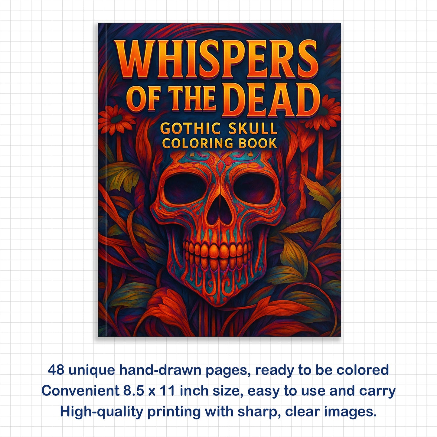 Whispers of the Dead Coloring Pages – 48 Gothic Skull Designs – For Adults