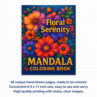 Floral Serenity Mandala Coloring Pages – 48 Relaxing Flower Designs for Adults