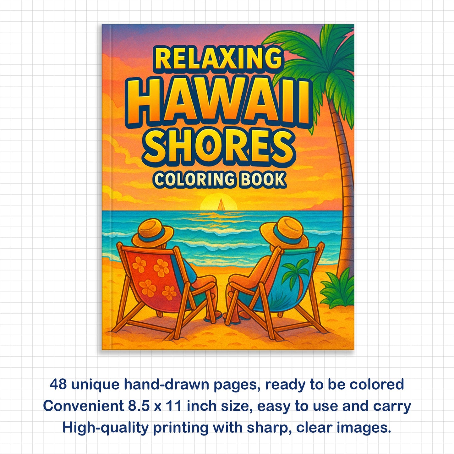 Relaxing Hawaii Shores Coloring Pages – 48 Serene Coastal Views for Adults