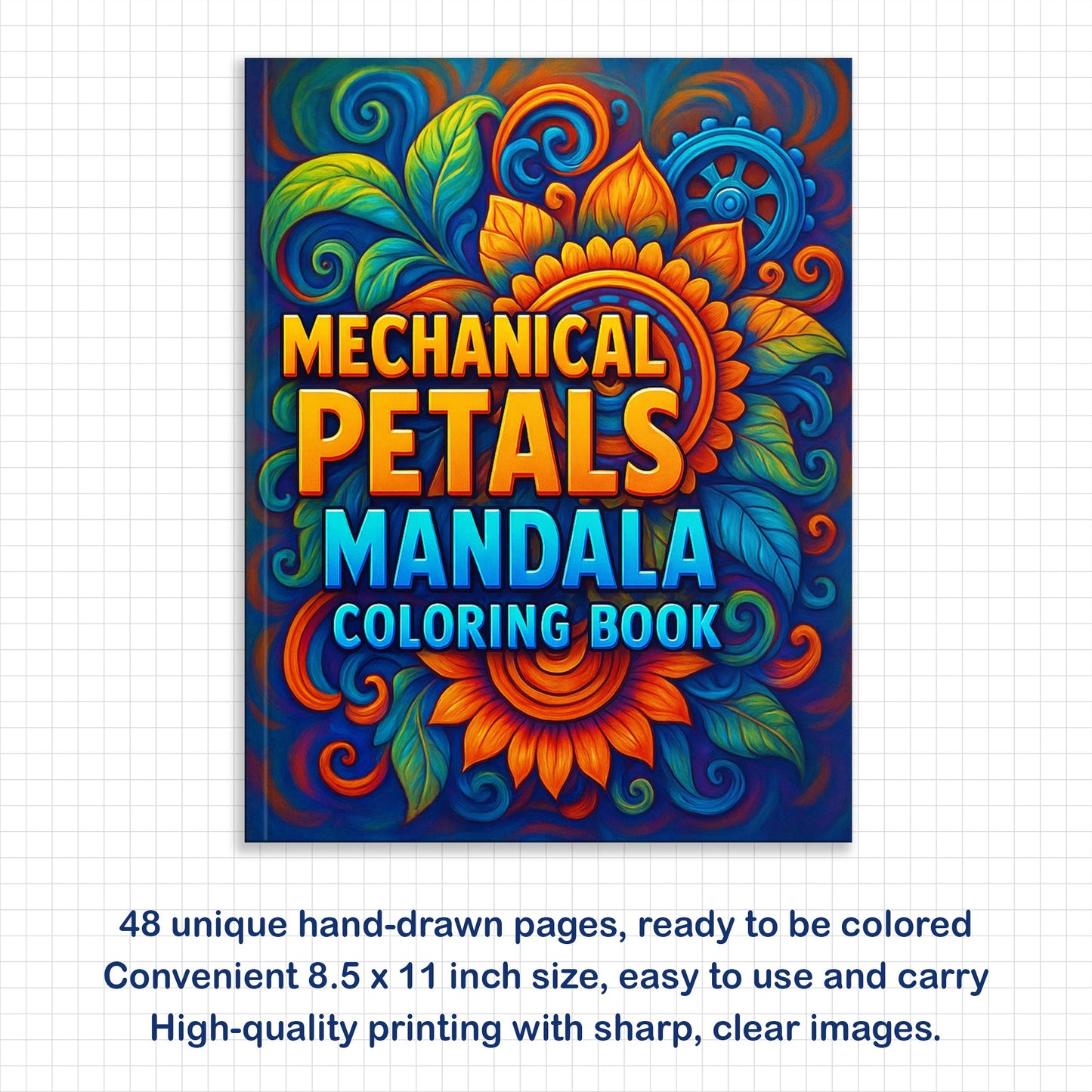 Mechanical Petals Mandala Coloring Pages – 48 Intricate Steampunk Flower Illustrations for Adults