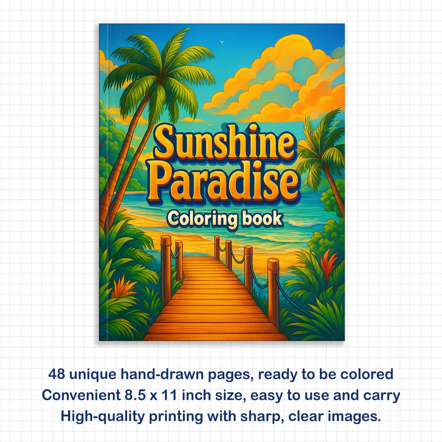 Sunshine Paradise Coloring Pages – 48 Fun and Easy Hawaii-Themed Coloring Sheets for Kids