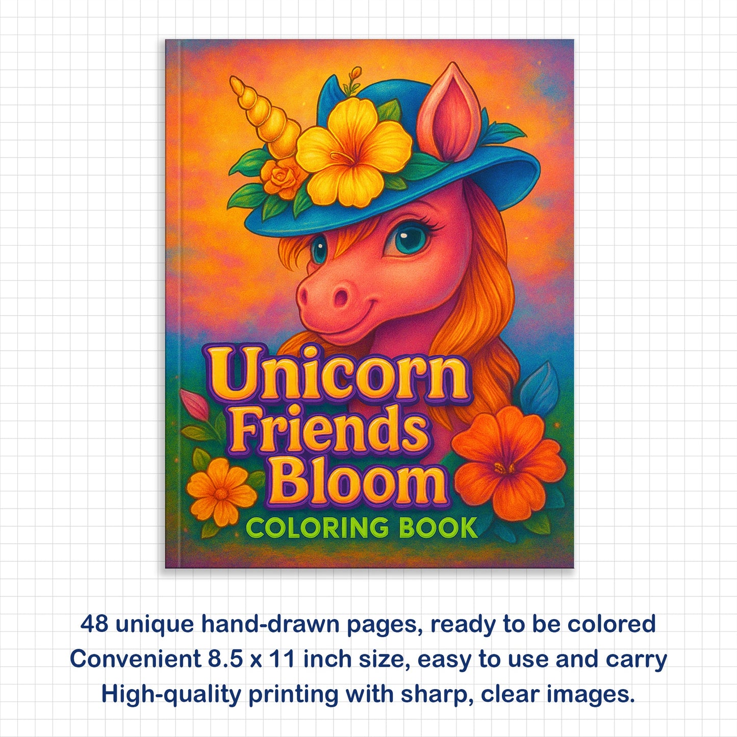 Unicorn Friends in Bloom Coloring Pages – 48 Playful and Kid-Friendly Illustrations