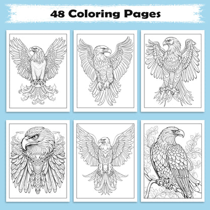 Regal Eagles Mandala Coloring Pages – 60 Bold Line Art Designs for Adults