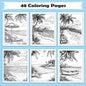 Tropical Calm Coloring Pages – 48 Peaceful Hawaii Coastline Illustrations for Adults