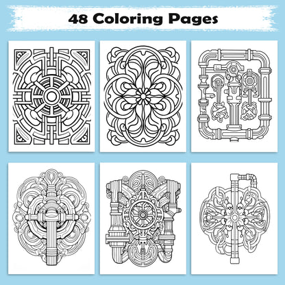 Plumbing Mandalas Coloring Pages – 48 Industrial Pipe Art Designs for Adults