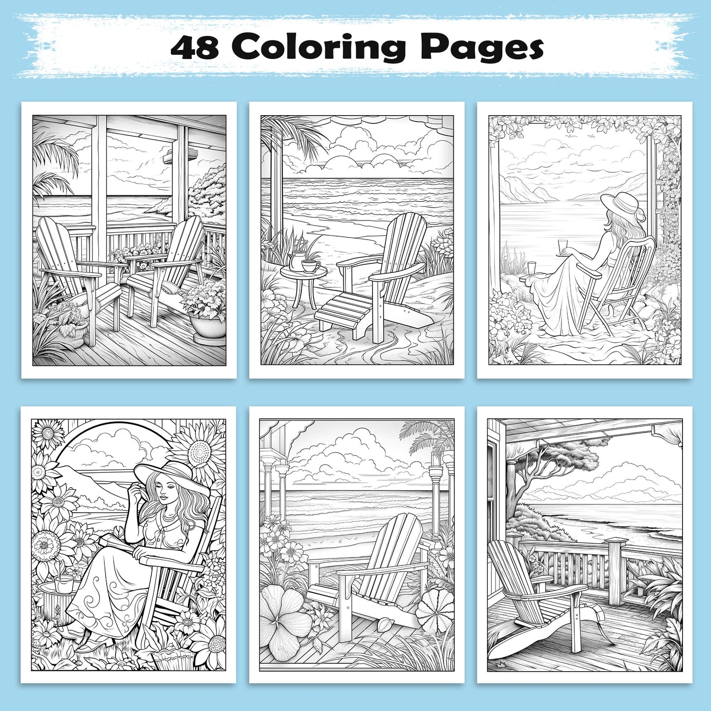 Aloha Breeze – Hawaii Beach Coloring Pages – 48 Tropical Relaxation Designs for Adults
