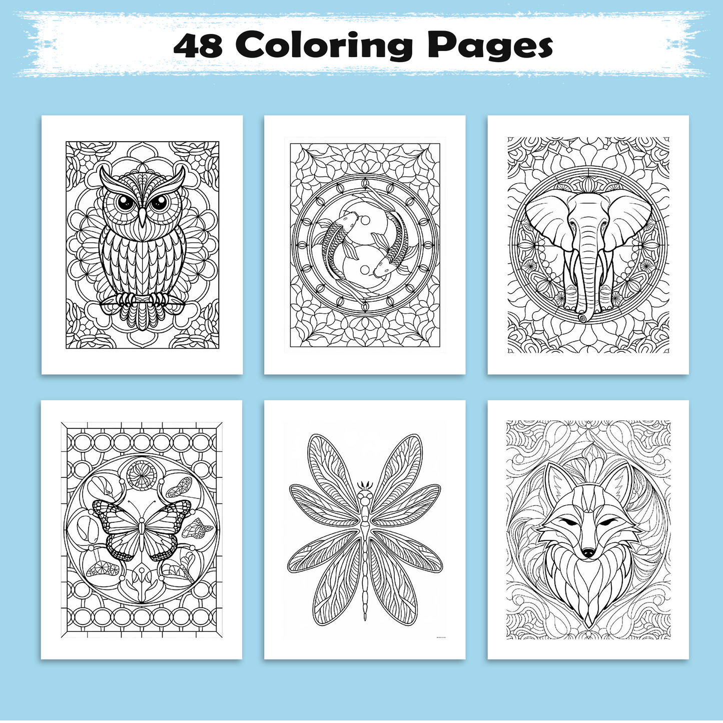 Wings & Whirls Mandala Coloring Pages – 48 Intricate Designs for Adults