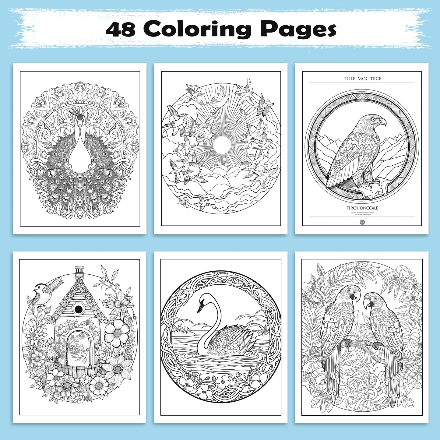 Feathered Mandalas Coloring Pages – 48 Intricate Bird Designs for Adults