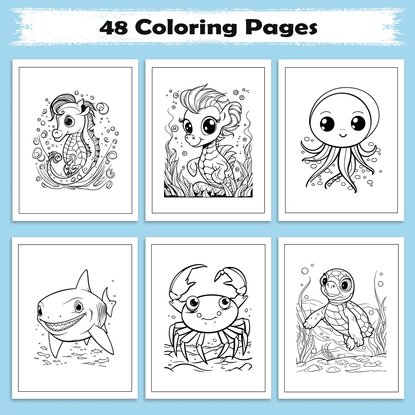 Ocean Friends of Hawaii Coloring Pages – 48 Fun Sea Life Designs for Kids