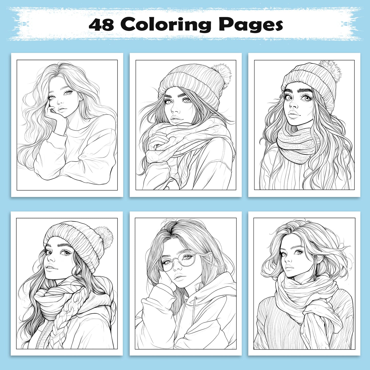 Cozy Charm Coloring Pages – 48 Relaxing Portrait Designs for Adults