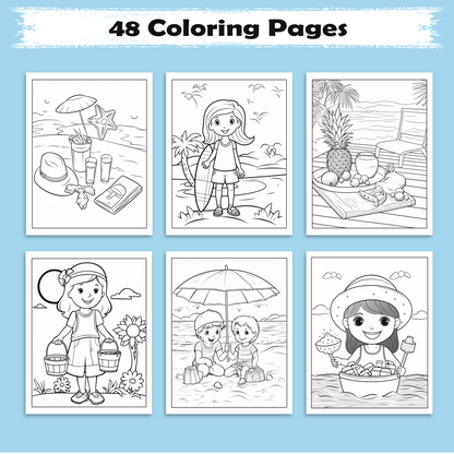 Hawaiian Sunshine Adventures Coloring Pages – 48 Tropical and Beach Scenes for Kids