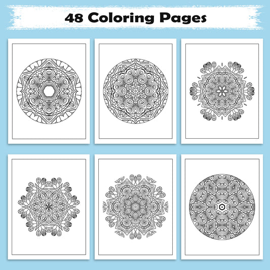 Petal Pulse – Floral Mandala Coloring Pages – 48 Intricate Designs for Adults