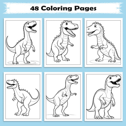 Dino Kingdom Coloring Pages – 48 Pages – Strong and Wild Dinosaur Scenes – For Kids
