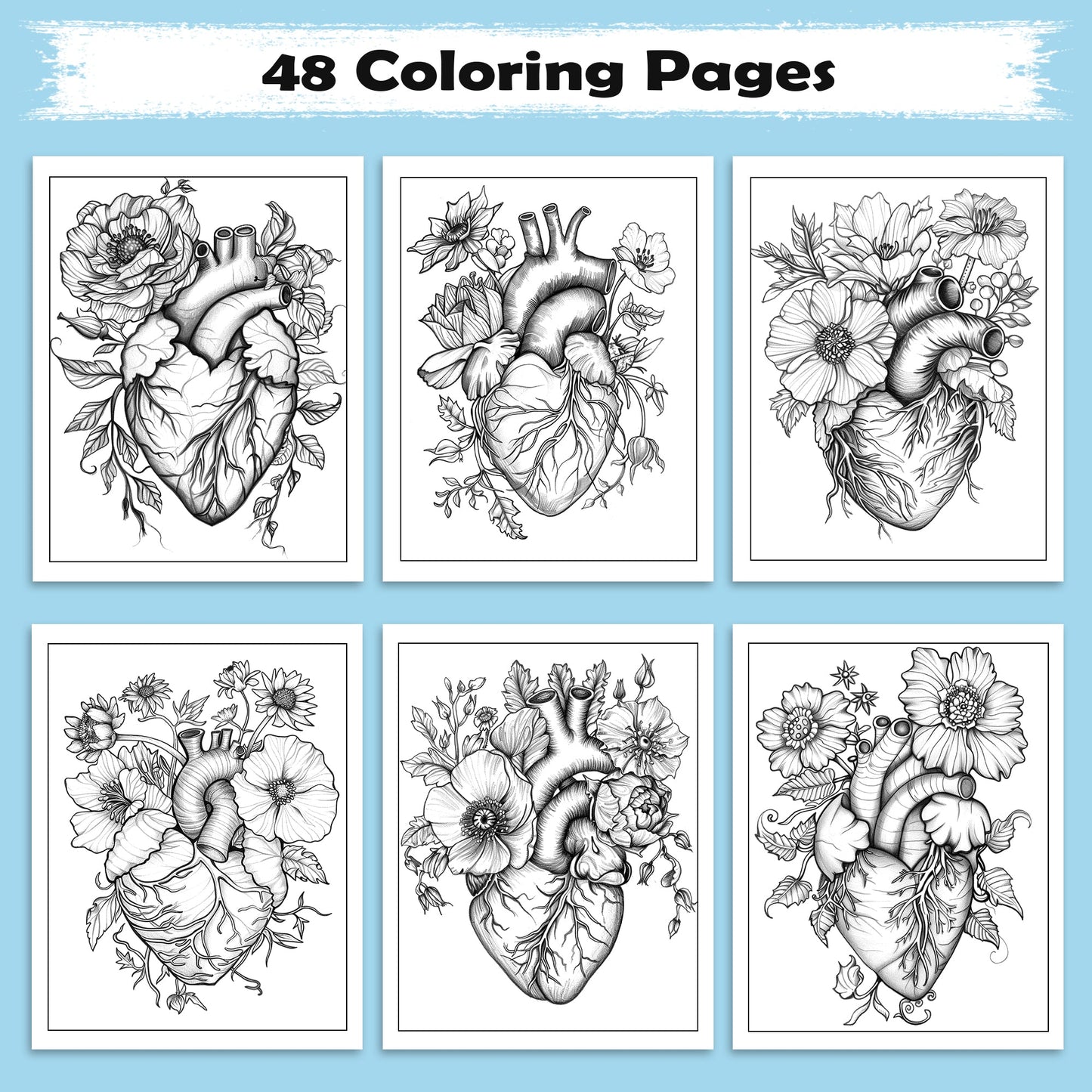 Heart & Bloom Coloring Pages – 60 Floral Anatomy Designs for Adults