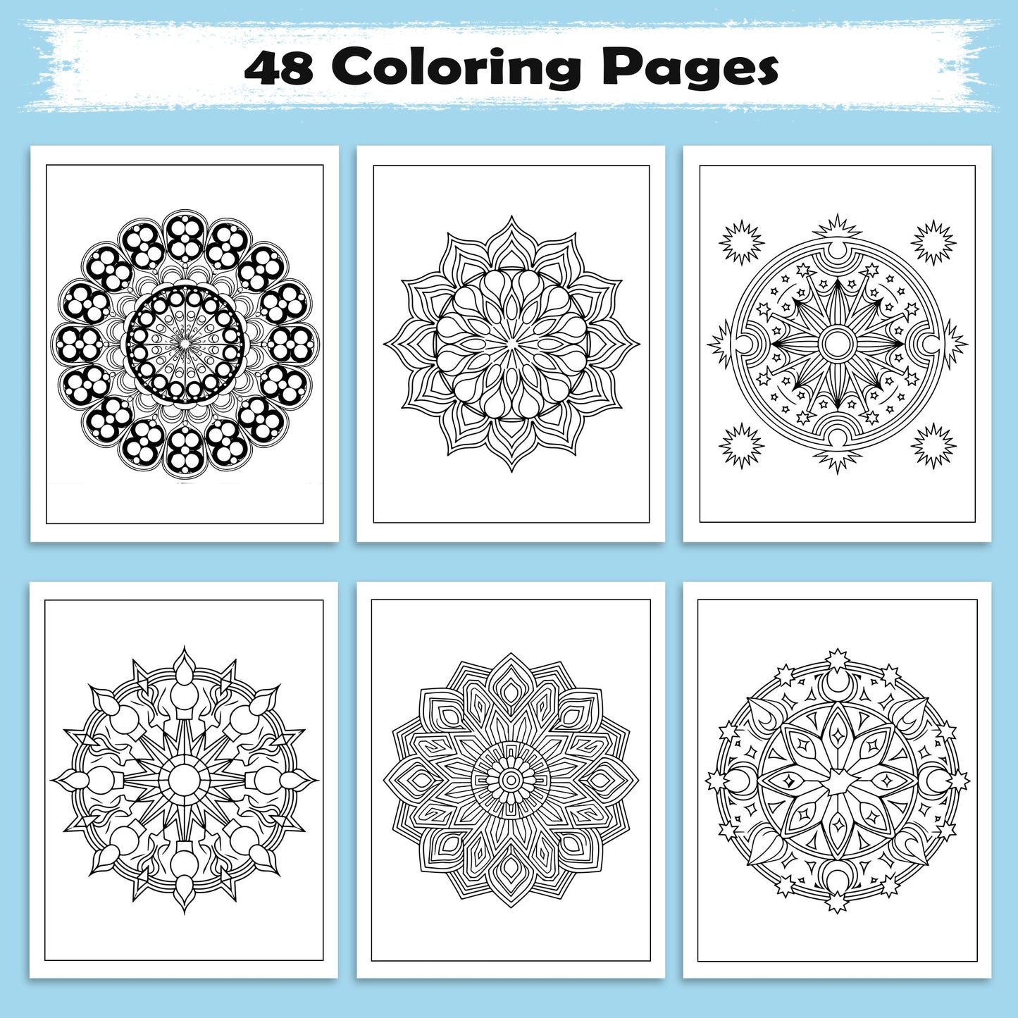 Elegant Mandala Bloom Coloring Pages – 48 Relaxing Floral Circle Patterns for Adults