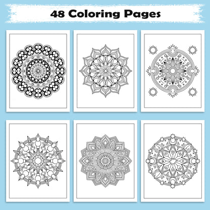 Elegant Mandala Bloom Coloring Pages – 48 Relaxing Floral Circle Patterns for Adults