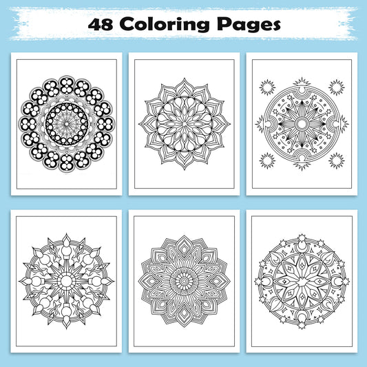 Elegant Mandala Bloom Coloring Pages – 48 Relaxing Floral Circle Patterns for Adults