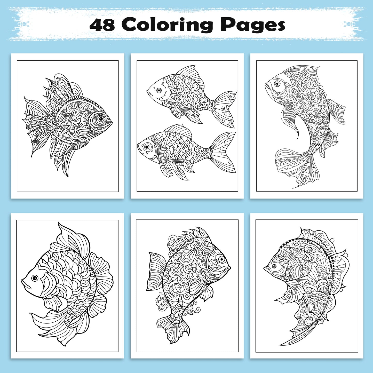 Mystic Koi Coloring Pages – 48 Intricate Fish Mandala Designs – For Adults