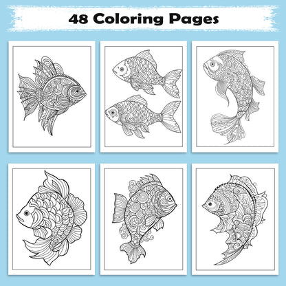 Mystic Koi Coloring Pages – 48 Intricate Fish Mandala Designs – For Adults