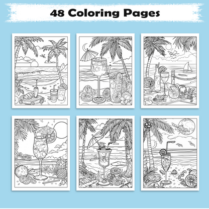 Tropical Breeze – Hawaii Coloring Pages – 48 Relaxing Beach Scenes for Adults