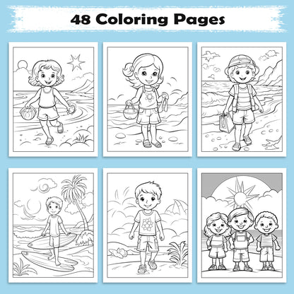 Little Explorers in Hawaii Coloring Pages – 48 Tropical Beach Scenes for Kids
