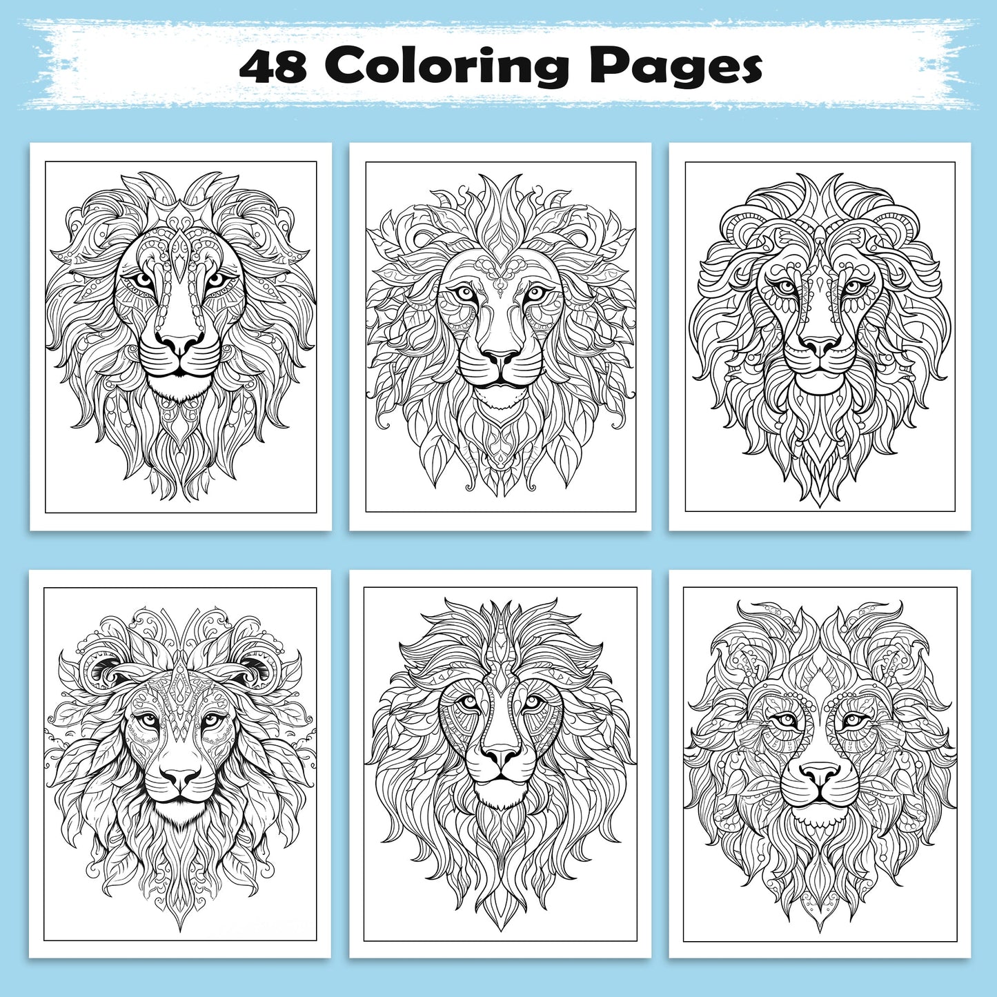 King of the Mandalas Coloring Pages – 48 Bold and Beautiful Lion Patterns for Adults