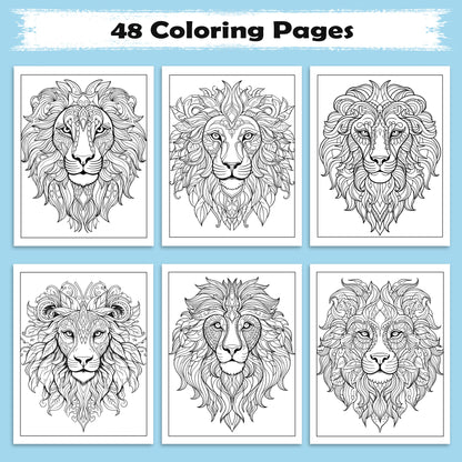 King of the Mandalas Coloring Pages – 48 Bold and Beautiful Lion Patterns for Adults