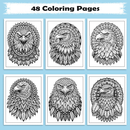 Wings of Power Coloring Pages – 48 Intricate Mandala Eagle Designs for Adults