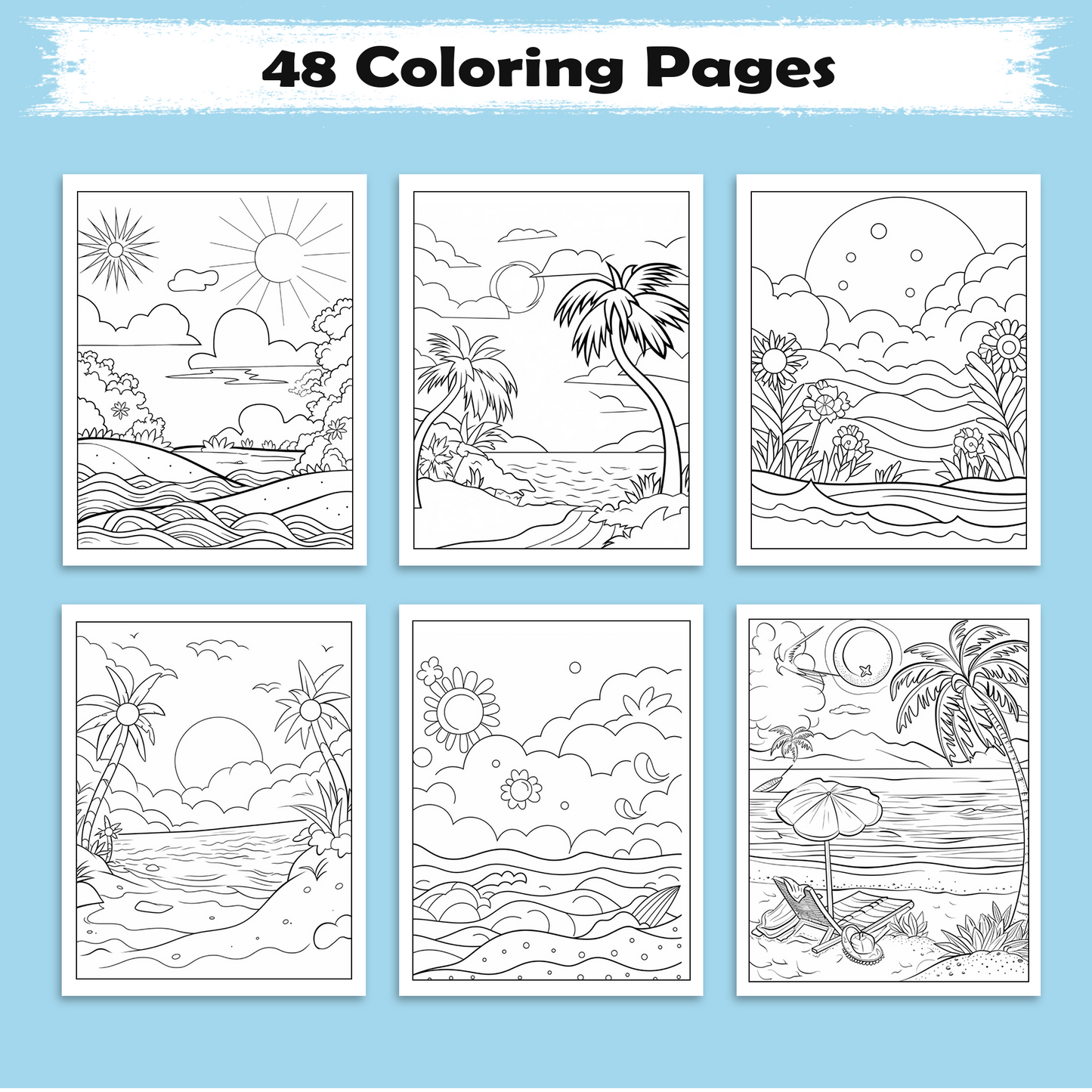 Aloha Horizons Hawaii Coloring Pages – 48 Peaceful Sunset Views for Adults