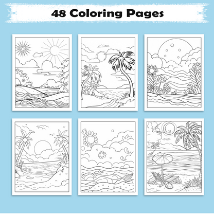 Aloha Horizons Hawaii Coloring Pages – 48 Peaceful Sunset Views for Adults