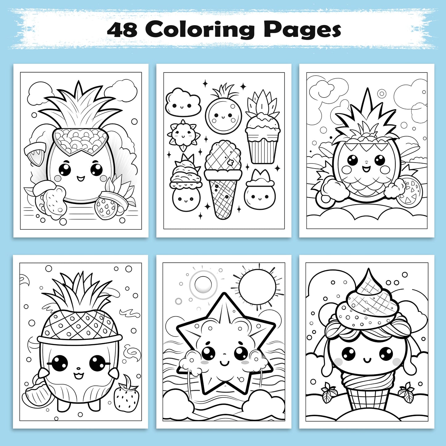Pineapple Paradise Hawaii Coloring Pages – 48 Fun Summer Scenes for Kids
