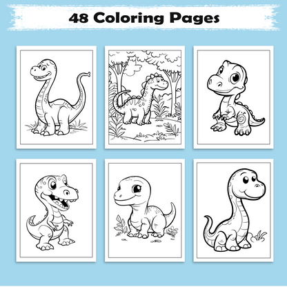 Cuddly Dinos Adventures – Dinosaur Coloring Pages – 48 Pages – Cute, Easy, Playful Fun – For Kids