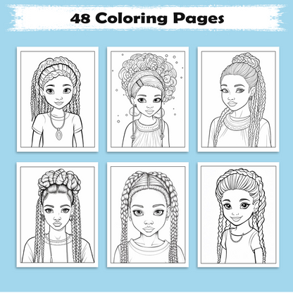 Radiant Queens – Black Girls Coloring Pages – 48 Pages – Bold, Beautiful, Empowering Portraits – For Adults