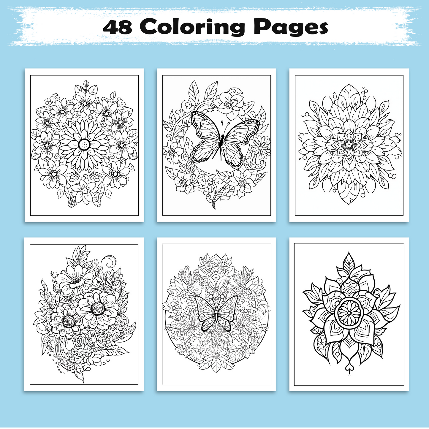 Mandala Bloom Coloring Pages – 48 Intricate Spring Designs for Adults