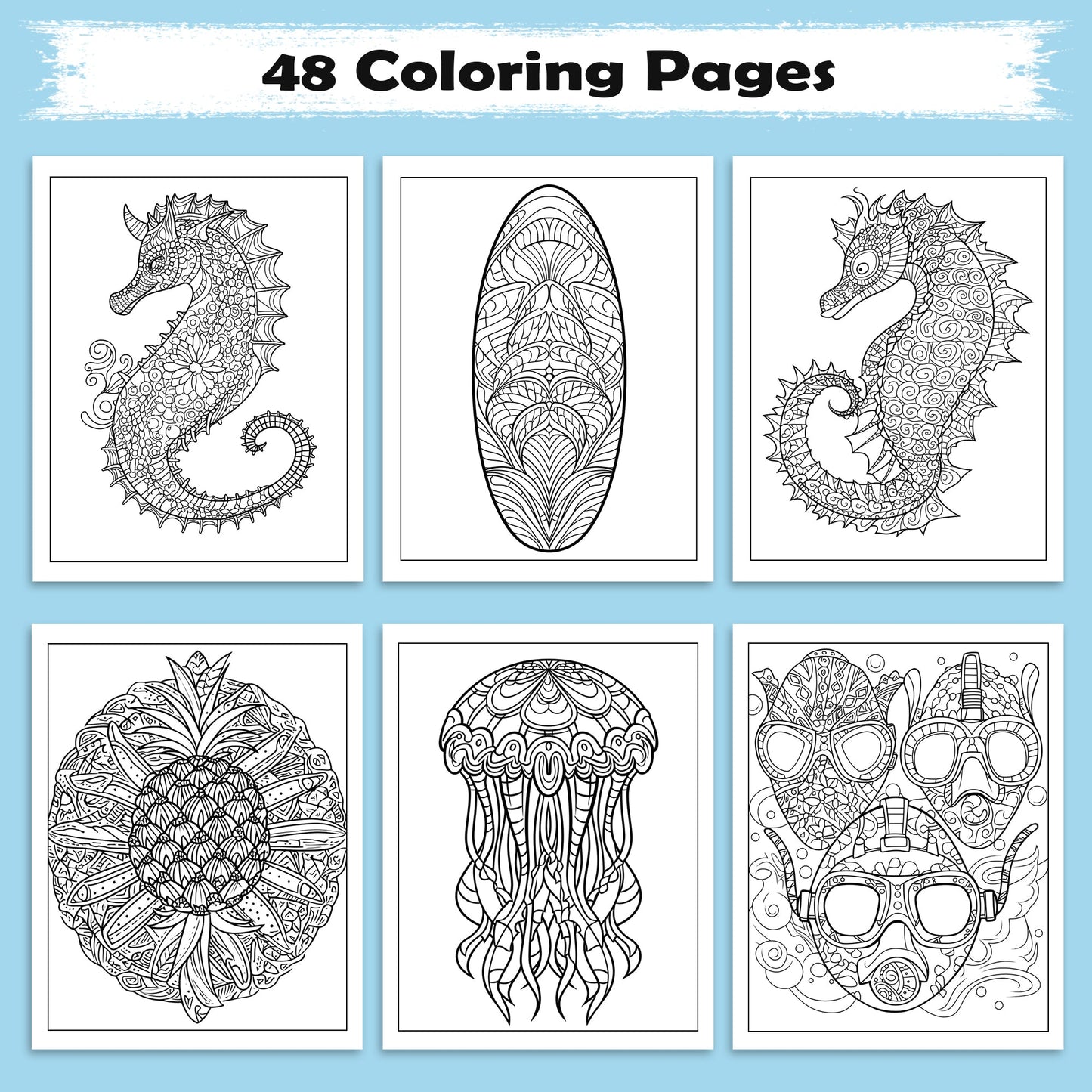 Endless Summer Mandalas Coloring Pages – 48 Relaxing Tropical Designs for Adults