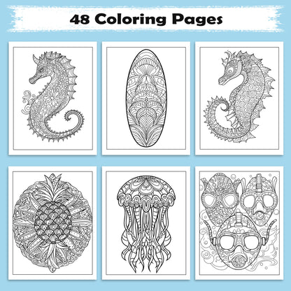 Endless Summer Mandalas Coloring Pages – 48 Relaxing Tropical Designs for Adults