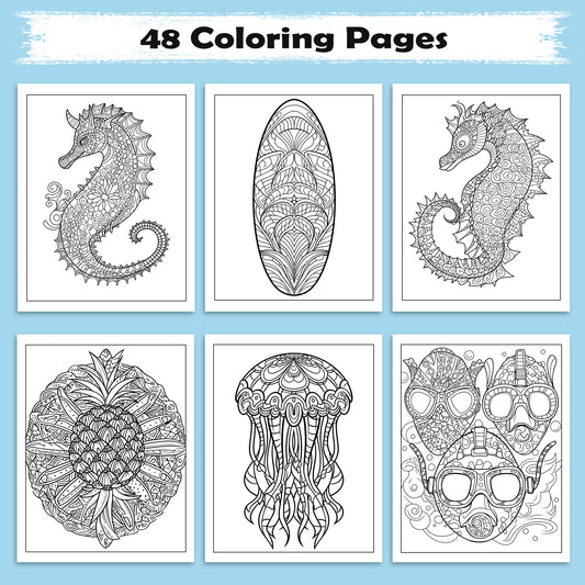 Endless Summer Mandalas Coloring Pages – 48 Relaxing Tropical Designs for Adults