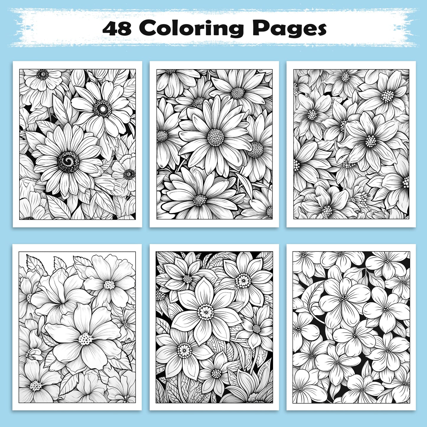 Petal Mandalas Coloring Pages – 48 Intricate Floral Zentangle Designs for Adults