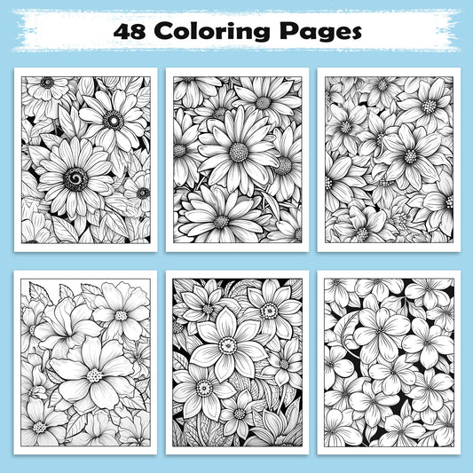 Petal Mandalas Coloring Pages – 48 Intricate Floral Zentangle Designs for Adults